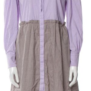 Purple and Brown Long Sleeve Dress